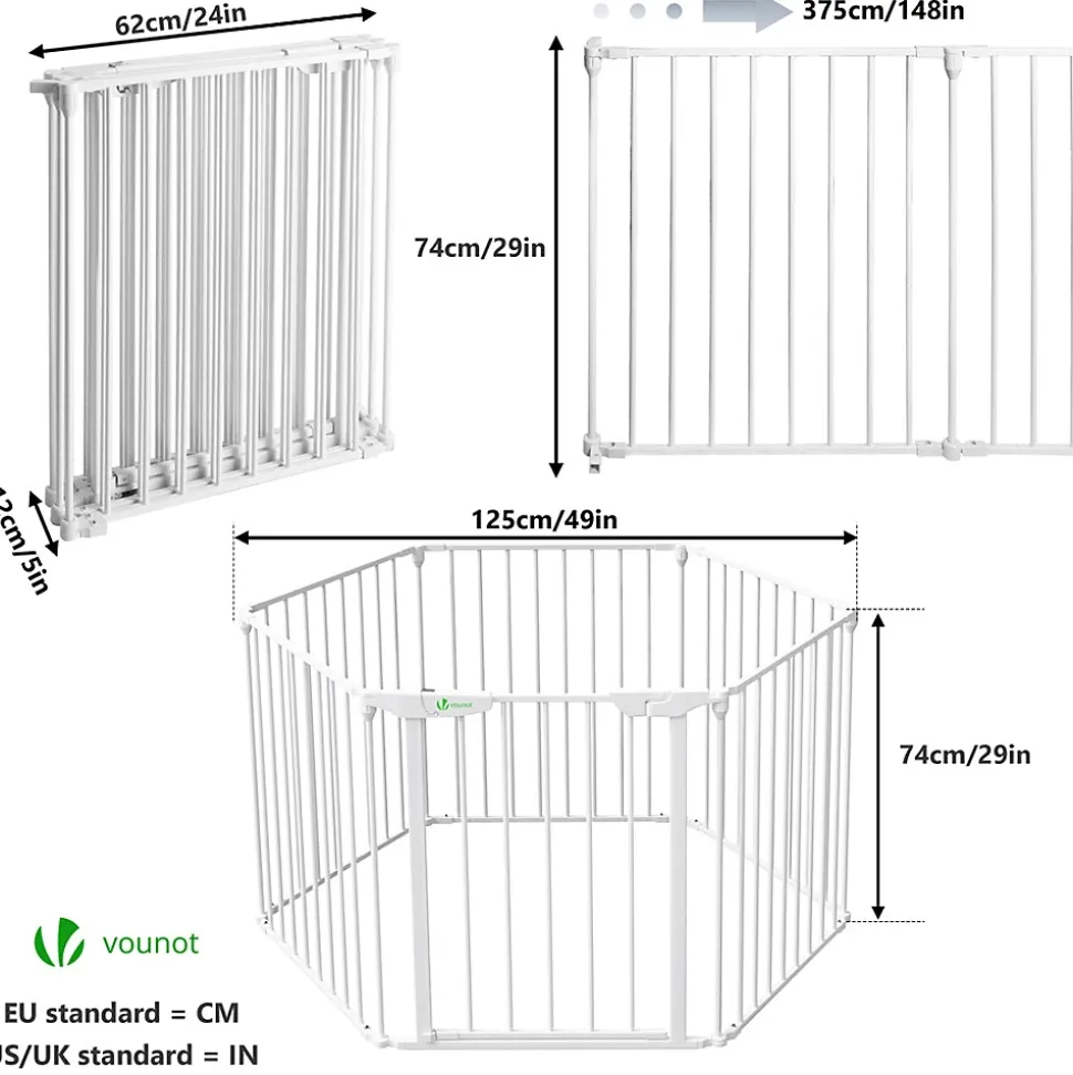 Barriere de securite cheminee pliable 3.75M 6 panneaux blanc VOUNOT