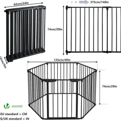 Barriere de securite cheminee pliable 3.75M 6 panneaux noir VOUNOT