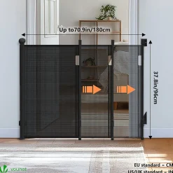 Barriere de securite retractable HAUTE 180x96cm noir VOUNOT
