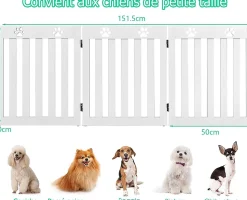 Barrière de Protection pour Chien Pliable Grille de Sécurité Pivotante par Charnière Barrière de Sécurité pour Animaux Blanc