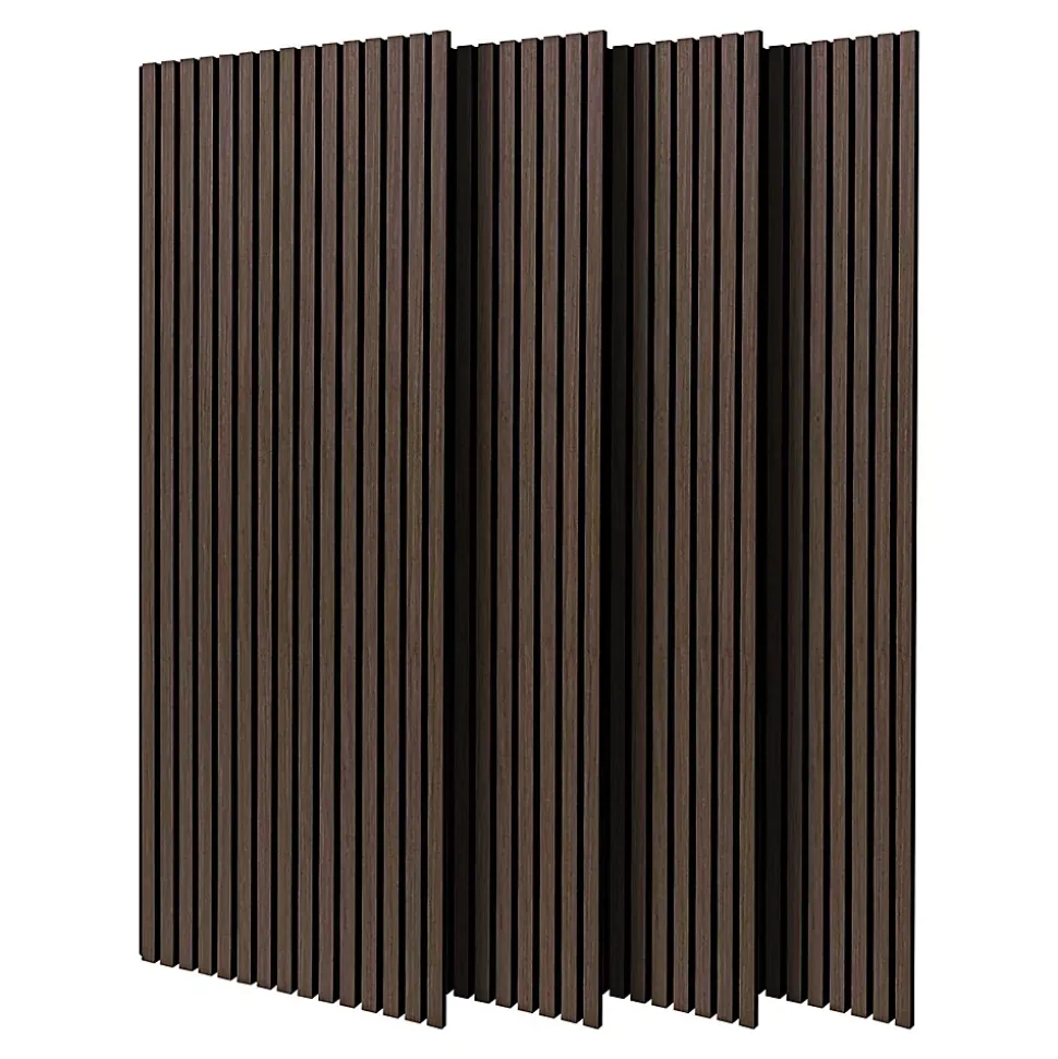 Beethoven - Lot de 4 panneaux acoustiques à lattes en bois 150x60 cm, marron foncé