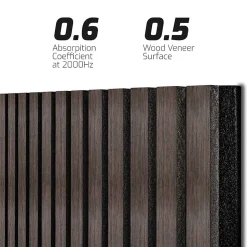 Beethoven - Lot de 4 panneaux acoustiques à lattes en bois 150x60 cm, marron foncé