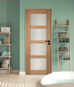 Bloc porte 4 Vitrages CETUS bois chêne européen 2040 x 830 Gauche