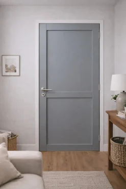 Bloc Porte Athena Ral7035 2 Panneaux H204 X L83 Côte Tableau P.gauche,poignee Pomerol Gd Menuiseries