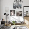 Bloc Porte Contemporain H. 204 X 73 X 3 cm cadre en aluminium noir et verre transparent chêne terra Poussant Gauche