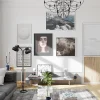 Bloc Porte Contemporain H. 204 X 93 X 3 cm cadre en aluminium blanc et verre Depoli blanc chêne terra Droit