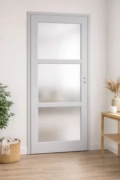 Bloc Porte Greyria Gris Ral7035 Vitrée H204 X L83 Côte Tableau P.gauche Gd Menuiseries