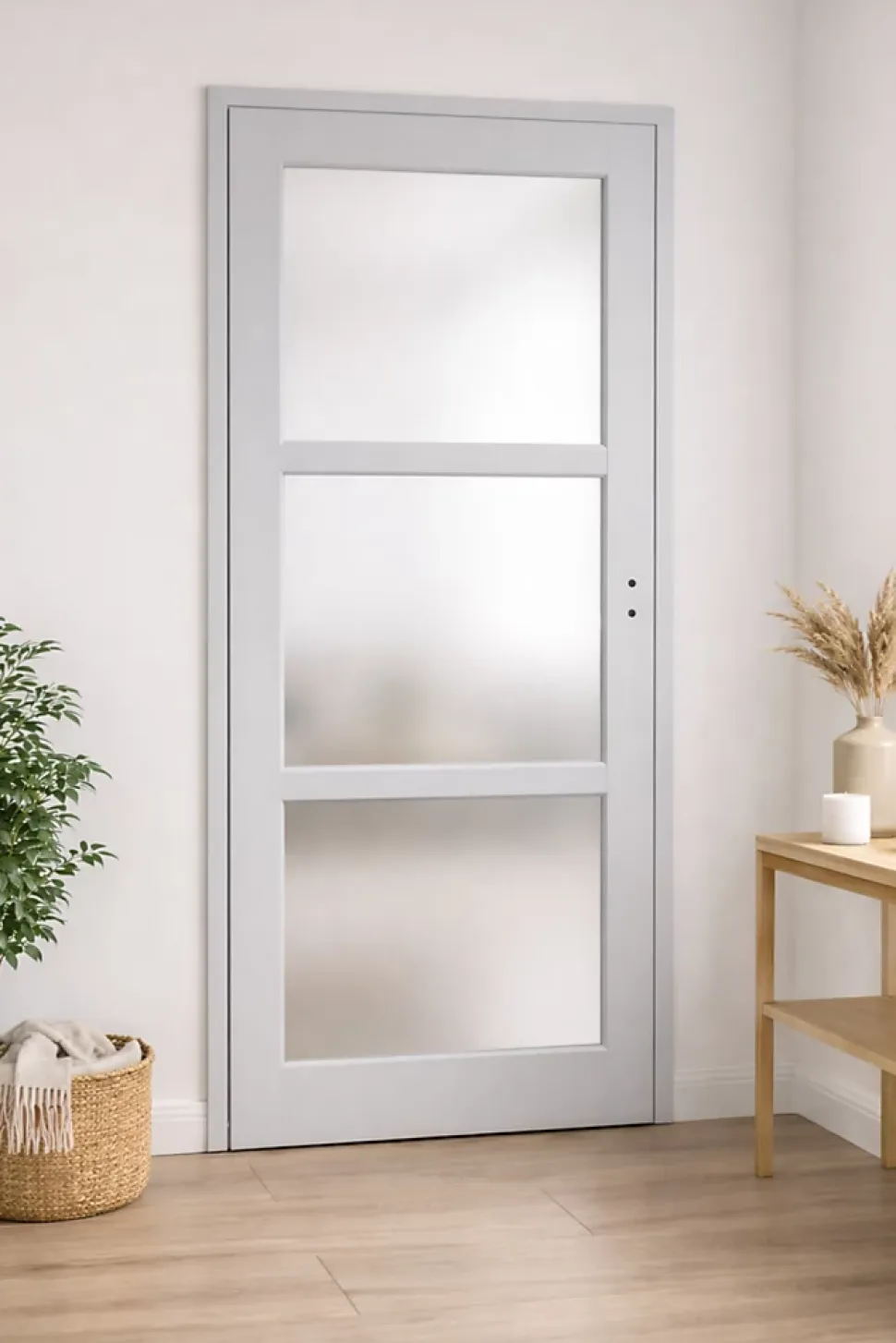 Bloc Porte Greyria Gris Ral7035 Vitrée H204 X L83 Côte Tableau P.gauche Gd Menuiseries