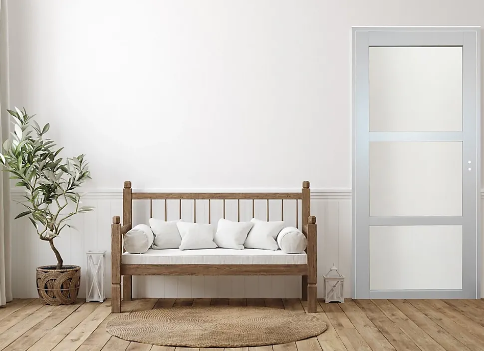 Bloc Porte Greyria Gris Ral7035 Vitrée H204 X L83 Côte Tableau P.gauche Gd Menuiseries