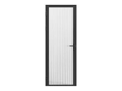 Bloc porte réversible en aluminium et verre trempé texturé - H204 x L83 cm - Noir - LOXTON