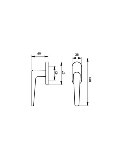 Bouton de fenêtre Leto/Maïa, hauteur 103mm, couleur F2