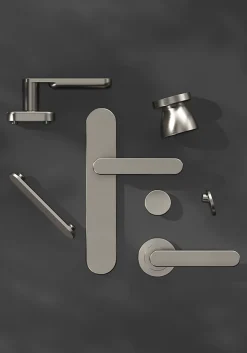 Bouton de porte double champignon GoodHome gris Ø. 48mm x l.48 x H. 44mm