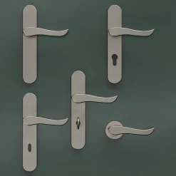 Bouton de porte double ovale GoodHome gris Ø. 65mm x l.45 x H. 66mm