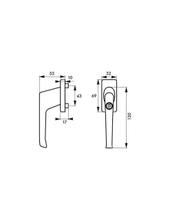 Béquille à clé pour fenêtre, avec vis de pose, couleur F2, 1 clé - THIRARD