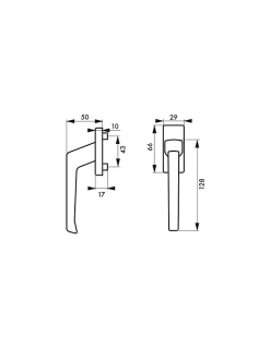 Béquille pour fenêtre, carré 7mm, avec vis de pose, blanc