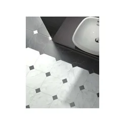 Cabochon sol / mur effet marbre blanc 4,6x4,6 cm TACO OCTAGON MARMOL BLANCO