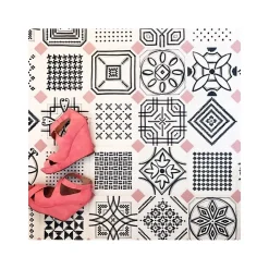 Cabochon sol / mur uni rose 4x4 cm VODEVIL TACO DOME PINK (vendu par boite de 100 pièces)