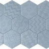 Carreau Hexagonal Effet Ciment. Grès Cérame Sol et Mur. Décor Custom Bleu 14x16cm