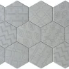 Carreau Hexagonal Effet Ciment. Grès Cérame Sol et Mur. Décor Custom Gris 14x16cm