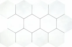 Carreau Hexagonal en Grès Cérame Effet Ciment. Série Denia Blanc 14x16 cm