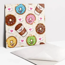 Carreaux vinyle Tulup 30x30 cm Beignets et café de dessins animés 9 pcs