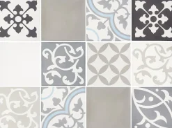 Carrelage carreau ciment 20x20 cm décor Patchwork 12 Pieces Mix - vendu par boite de 0,48 m2 soit 12 carreaux -