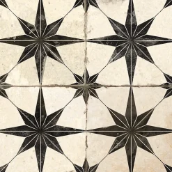 Carrelage carreaux de ciment FS STAR Black LT 45x45 Etoile noire texturee