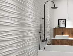 Carrelage 3D Blanc Wave 80x40x1 cm Mat Cavaro - Mur intérieur (vendu par carton de 1,28 m²) - RO'MA CARRELAGE