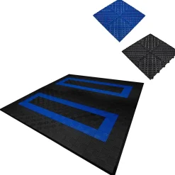 Carrelage de Sol Ventilé Pour Garage Avec Bordure (165 x Noir & 60 Bleu)