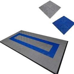 Carrelage de Sol Ventilé Pour Garage Avec Bordure (90 x Gris & 30 Bleu)