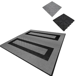 Carrelage de Sol Ventilé Pour Garage Avec Bordure (165 x Gris & 60 Noir)