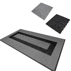 Carrelage de Sol Ventilé Pour Garage Avec Bordure (90 x Gris & 30 Noir)