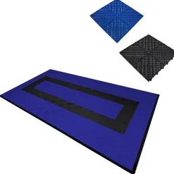 Carrelage de Sol Ventilé Pour Garage Avec Bordure (90 x Bleu & 30 Noir)
