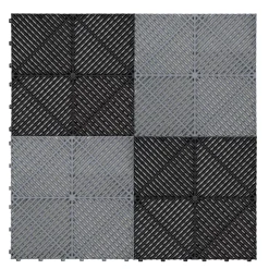 Carrelage de Sol Ventilé Pour Garage Avec Bordure (60 x Noir & 60 Gris)