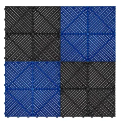 Carrelage de Sol Ventilé Pour Garage Avec Bordure (60 x Noir & 60 Bleu)