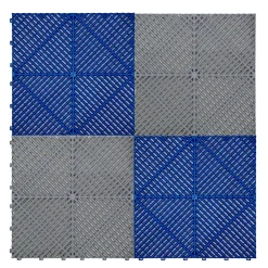 Carrelage de Sol Ventilé Pour Garage Avec Bordure (120 x Gris & 120 Bleu)