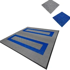 Carrelage de Sol Ventilé Pour Garage Avec Bordure (165 x Gris & 60 Bleu)