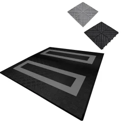 Carrelage de Sol Ventilé Pour Garage Avec Bordure (165 x Noir & 60 Gris)
