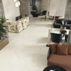 Carrelage effet Marbre Blanc Calacatta Divino 240x120x0,9 cm Brillant Montira - Mur intérieur (vendu par carton de 2,88 m²) - RO'M