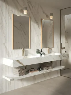 Carrelage effet Marbre 3D Blanc Calacatta Sublime Claw 120x50x0,85 cm Mat Venerio - Mur intérieur (vendu par carton de 1,8 m²) - R