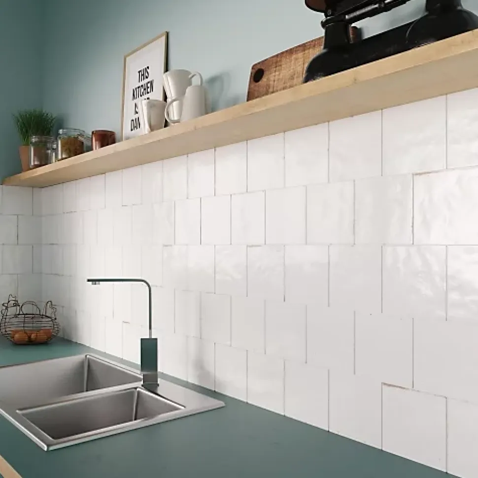 Carrelage Effet Zellige Blanc AGADIR - Niebla 14,7x14,7 - Les Carreaux de Jean