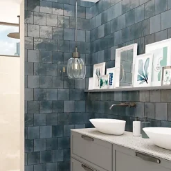 Carrelage Effet Zellige Bleu Nuit AGADIR - Lago 14,7x14,7 - Les Carreaux de Jean