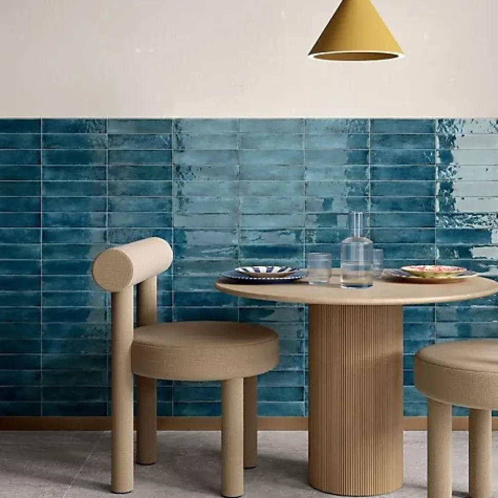 Carrelage Effet Zellige Bleu FUSION Blue 6x25cm - Les Carreaux de Jean