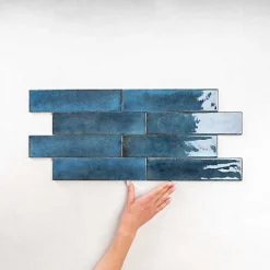 Carrelage Effet Zellige Bleu FUSION Blue 6x25cm - Les Carreaux de Jean
