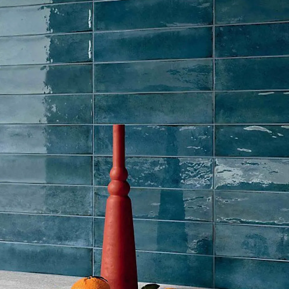 Carrelage Effet Zellige Bleu FUSION Blue 6x25cm - Les Carreaux de Jean
