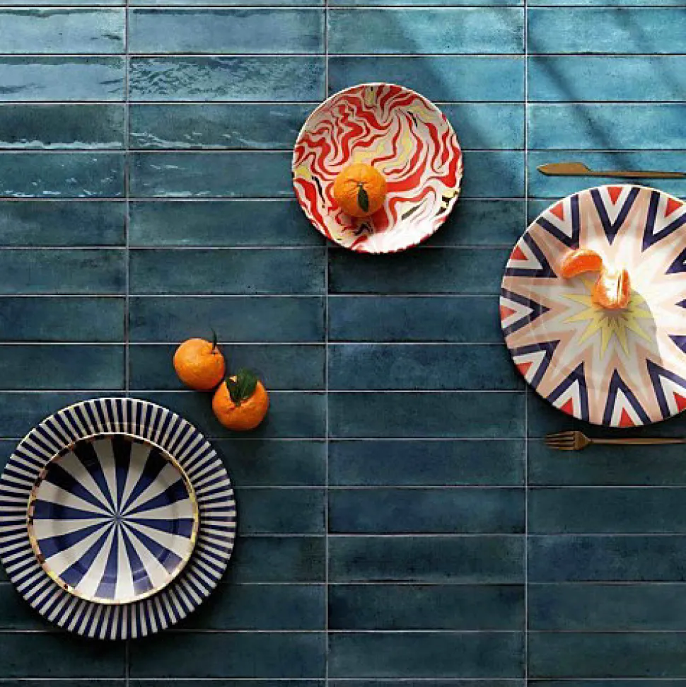 Carrelage Effet Zellige Bleu FUSION Blue 6x25cm - Les Carreaux de Jean