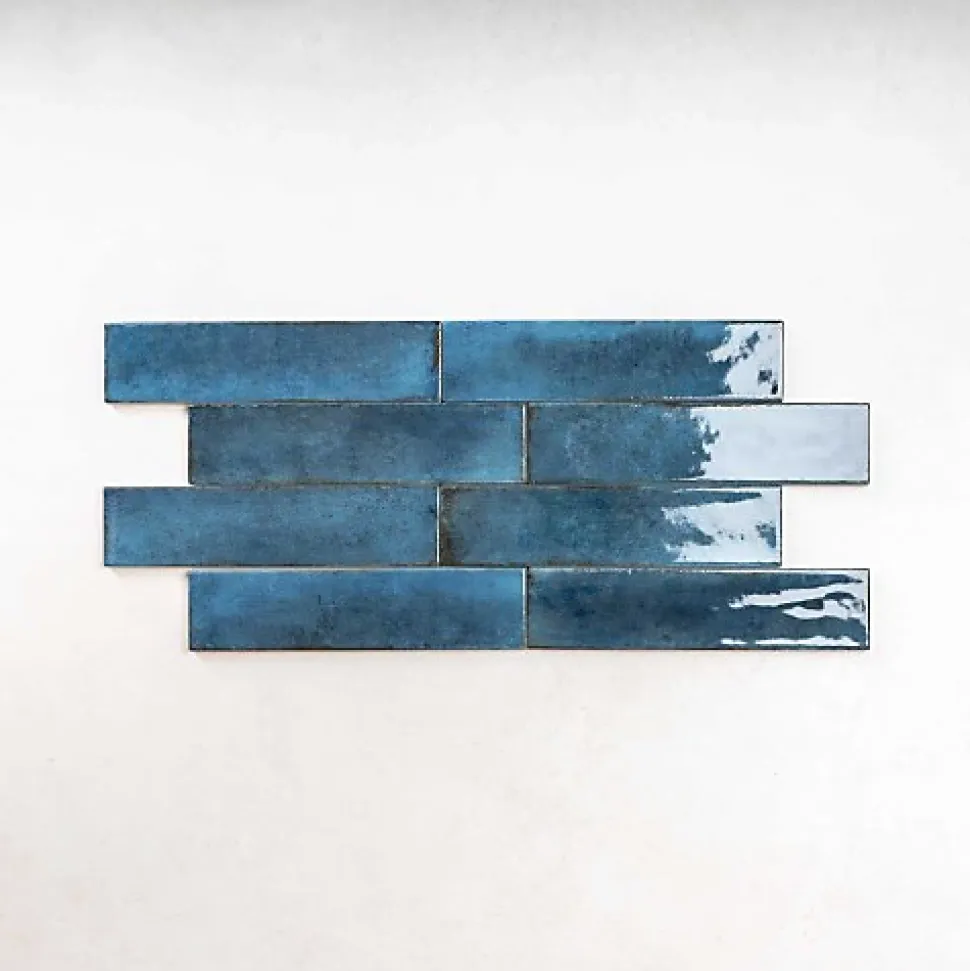 Carrelage Effet Zellige Bleu FUSION Blue 6x25cm - Les Carreaux de Jean
