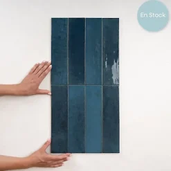 Carrelage Effet Zellige Bleu Nuit AGADIR - Lago 7x28 - Les Carreaux de Jean