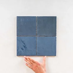 Carrelage Effet Zellige Bleu Nuit LA RIVIERA 13,2x13,2 Blue Reef - Les Carreaux de Jean