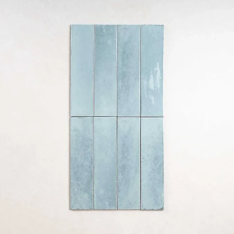 Carrelage Effet Zellige Bleu Ciel AGADIR - Agua 7x28 - Les Carreaux de Jean